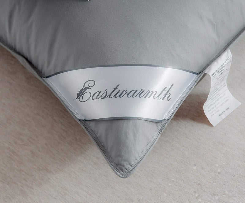 Eastwarmth Goose Down Feather Bed Pillows for Sleeping,Medium Firm,Soft Support Grey Color Standard Size One Pillow - Image 5